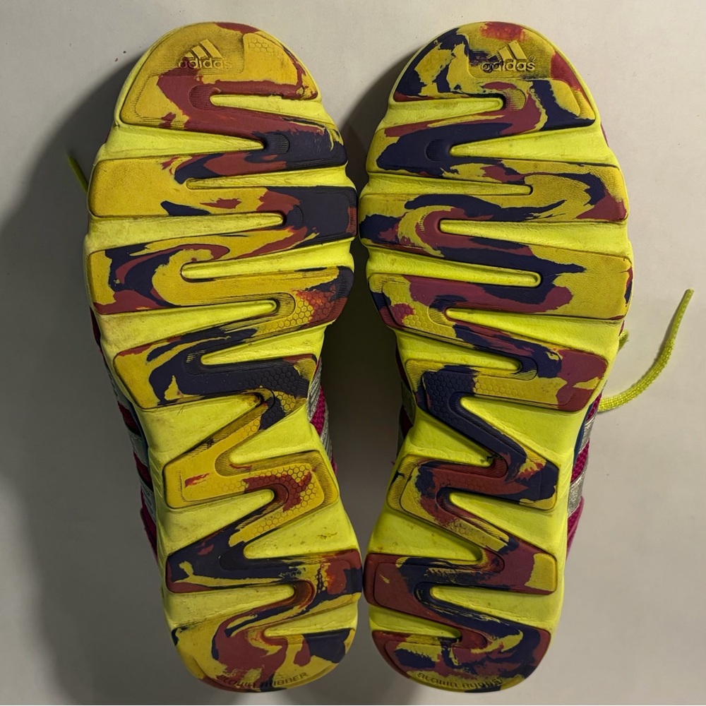 Adidas LA Runner Sneakers Tennis Shoes Bright Pink Neon Green Sz 9.5 Workout GUC - Picture 10 of 14